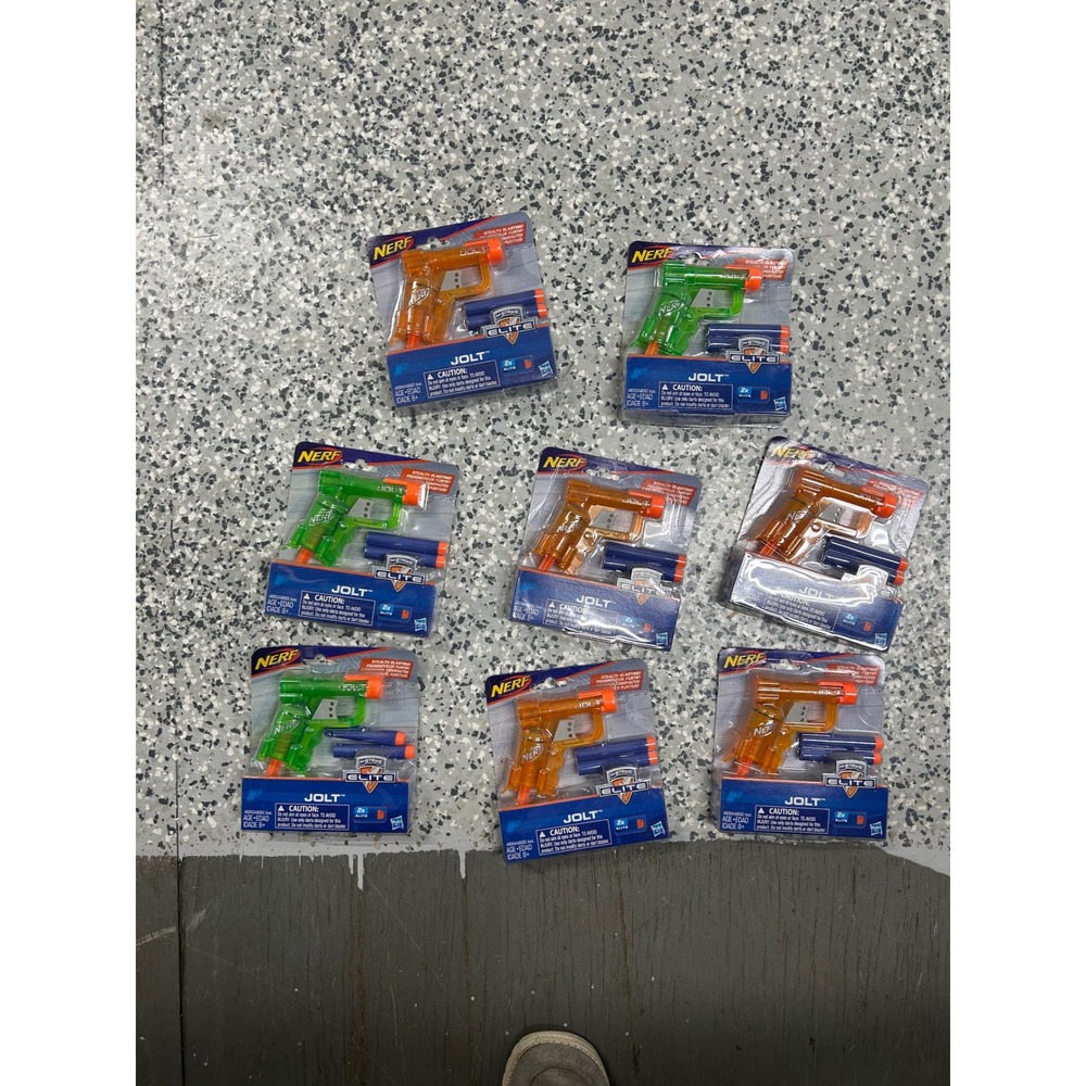 NERF N-Strike Elite Jolt Blasters‎ Stealth Dart Gun - Lot of 7 - Green & Orange